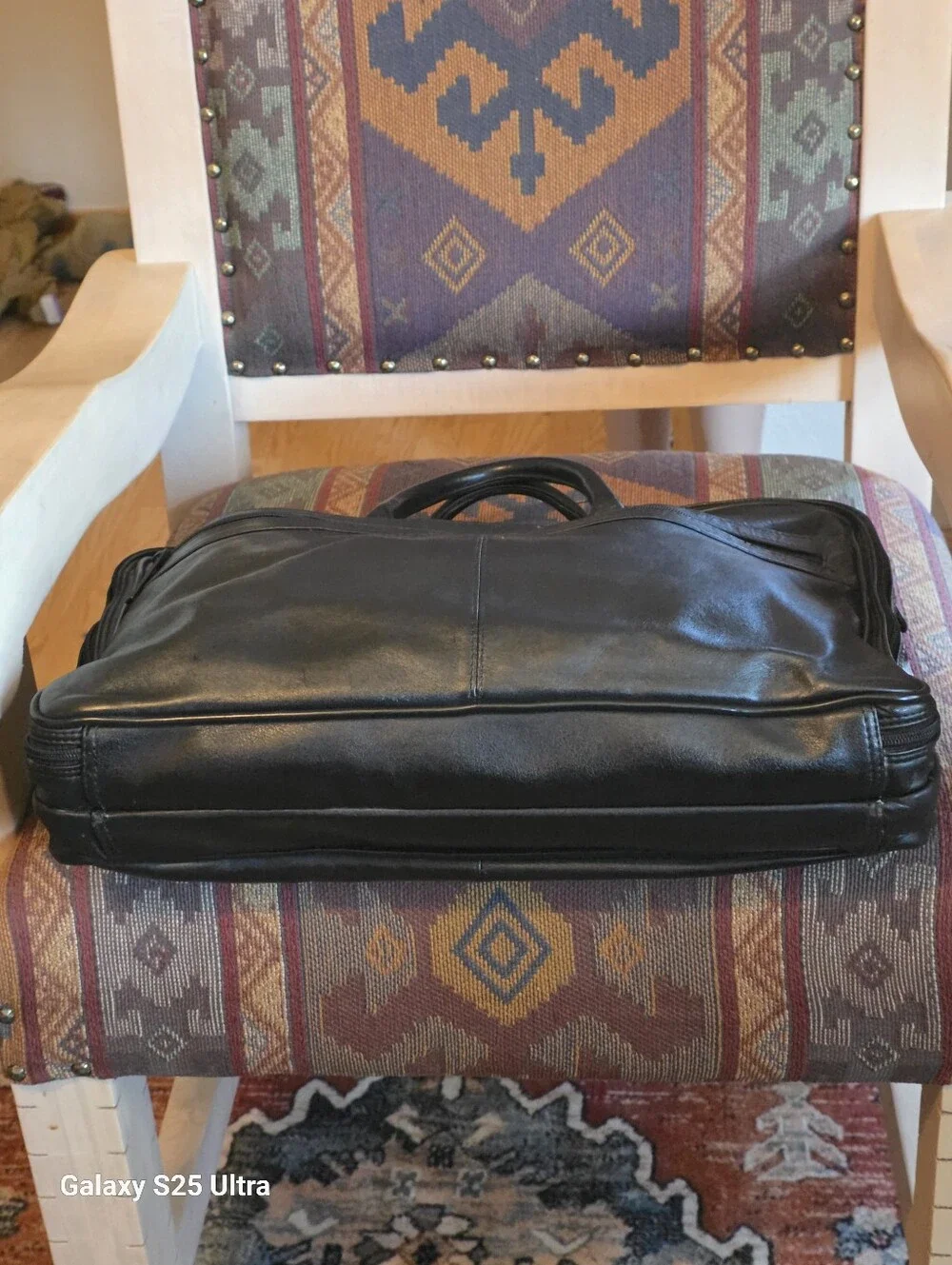 Vintage Genuine Leather Executive Briefcase / Laptop Bag - Black